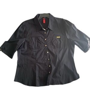 Apple Bottoms Y2K 90’s button down utility shirt. Black good accents Size 2X